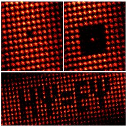 Playing with quantum pixels. Once the lattice structure is filled with the atoms, the electron beam can be used to deterministically empty certain lattice sites, which opens new possibilities for realizing experiments and pixel-like arrangements.